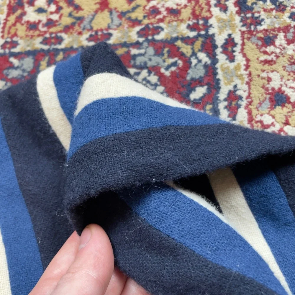Banana Republic Mens Striped Wool Double Layer Scarf Navy Blue White Royal‎ Blue